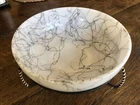 Vintage MCM Milk Glass Bowl Spaghetti Drizzle Splatter with Stand Hazel Atlas