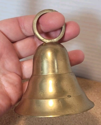 VTG Brass Bell with large "hoop" top - etched with date "1988" replacement VIDEO - Picture 3 of 7