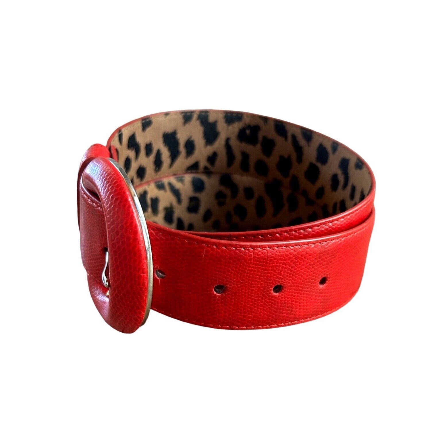 Betsey Johnson Red Faux Leather Belt Textured Siz… - image 2