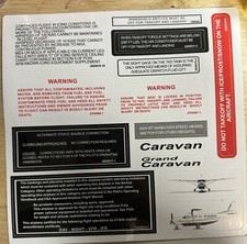 Cessna Grand/ Caravan C208b Complete Panel Placard Decal Stickers Simulator Etc