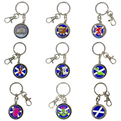 Spinner Keyring Scotland Souvenir with Flag, Symbols Coin Shape