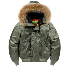 Retro American Style Mens Flight Jacket Hooded Cotton Padded Short Coats Outdoor