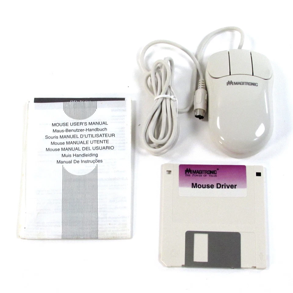 Vintage Magitronic PS2 Compatible 3 Button Mouse F-MOUSE600PS2 Roller Ball NIB - Image 3 of 4