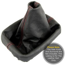 FITS SEAT LEON MK1 1999 TO 2005 GEAR GAITER REAL LEAHER RED STITCHING