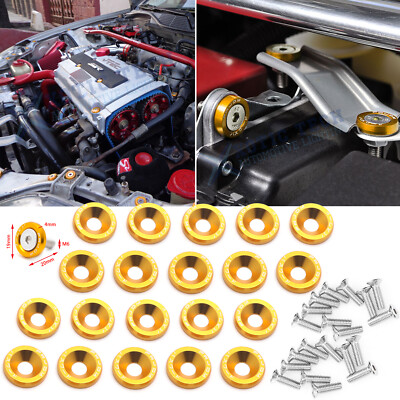 Gold Yellow JDM Billet Aluminum Fender/Bumper Washer/Bolt Engine Bay Kit - 20PCS