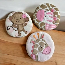 Kids Line SET of 3 Zoo Animal Nursery Fabric Wall Decor Giraffe Zebra Monkey