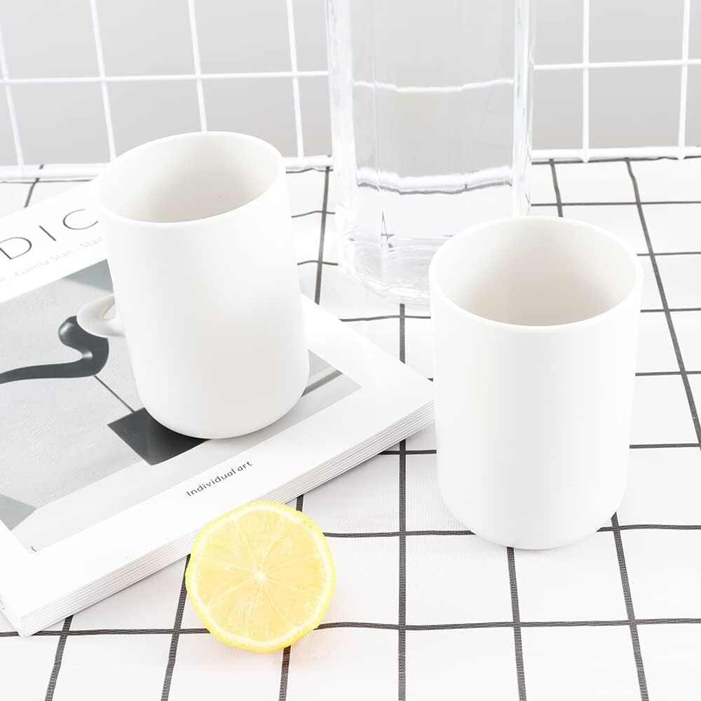 Unbreakable Bathroom Tumblers 2-Pack 300ml White Dishwasher Safe Drink Cups