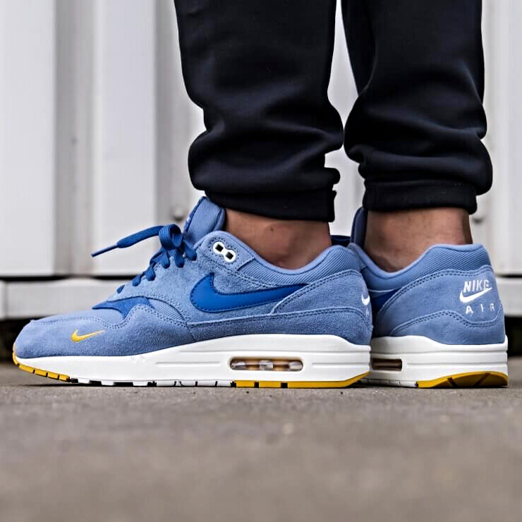 Nike Air Max 1 Premium Mini Swoosh Work Blue/Mountain Blue/Yellow Ochre -  875844-404 | Sneaker District