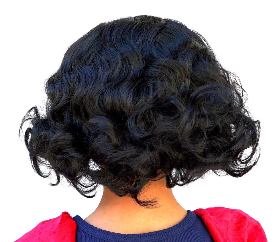 Peluca Princesa Fairest Niño Negra Corta Rizada Cinta Roja Niñas Niños Nieve Foto 2 de 4