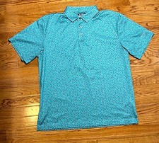 Ben Hogan Performance Polo Shirt Men Large Green Golf Cocktail AOP Short Sleeve