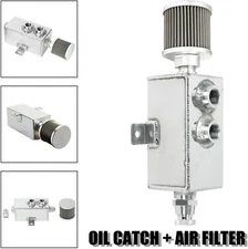 1L Aluminum Oil Catch Can Reservoir Tank & Breather Filter Baffled 10AN Fitting 