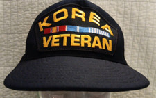 Vtg Adj Snapback Northstar Black Korea Veteran Military Hat Cap Made In USA