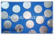 3" ROYAL METALLIC SILVER JUMBO CHEER DOT BLING GROSGRAIN RIBBON 4 HAIRBOW