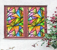 3D Color Triangle D4461 Window Film Print Sticker Cling Stained Glass UV Block