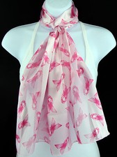Pink Ribbon Women's Scarf Breast Cancer Awareness Scarfs Gift White Scarves