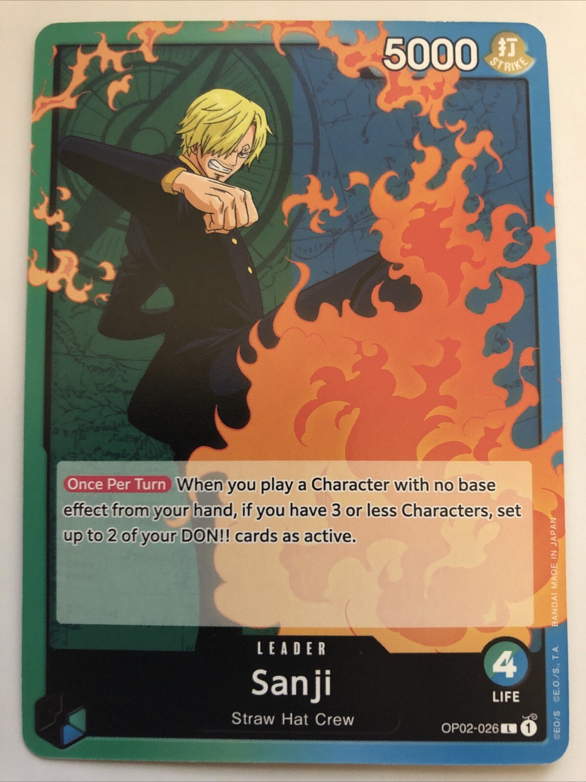 One Piece Paramount War Sanji Leader OP02-026 NM