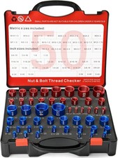 50 Pcs Nut and Bolt Thread Checker - 27 Standard & 23 Metric, Red & Blue 