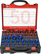 50 Pcs Nut and Bolt Thread Checker - 27 Standard & 23 Metric, Red & Blue 