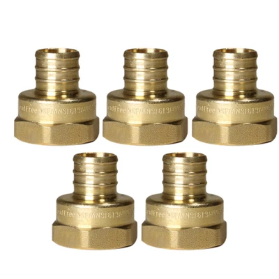 5 Pack XFITTING 3/4" Pex B x 3/4" Female NPT Threaded Adapter, Lead Free Brass