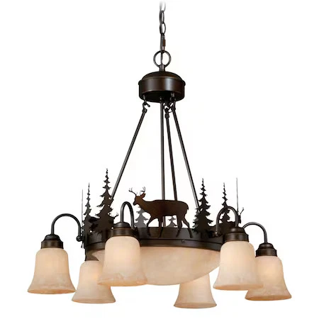 VAXCEL CH55406BBZ Bryce 9 Light Bronze Rustic Deer Chandelier - Picture 1 of 9