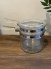 PYREX GLASS FLAMEWARE Double Boiler Pot Insert Lid 1-1/2 Qt 6283 3-Piece Set VTG
