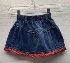 Vintage Oshkosh Denim Skirt Toddler Girls Size 3T Elastic Waist Made In USA
