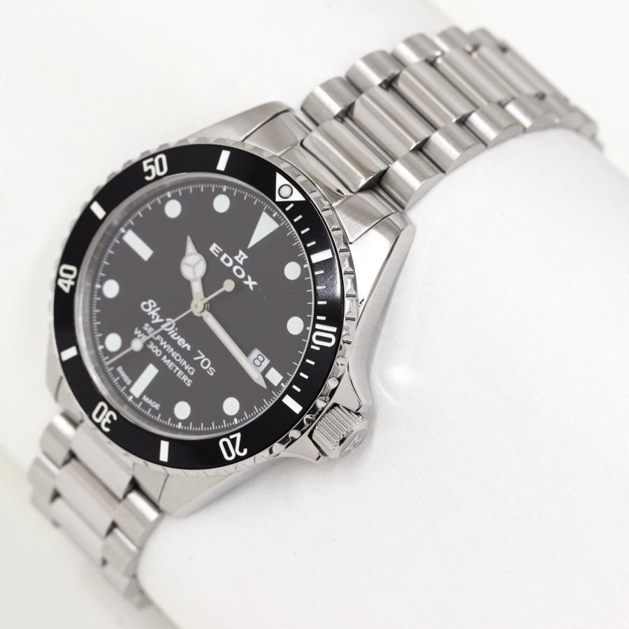EDOX Skydiver 70s 80112-3NM-NI Automatic Black Dial Bracelet Men's