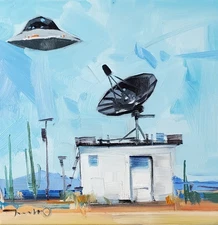 Jose Trujillo 16x16 Expressionism Art PRINT Painting Canvas UFO Conspiracy