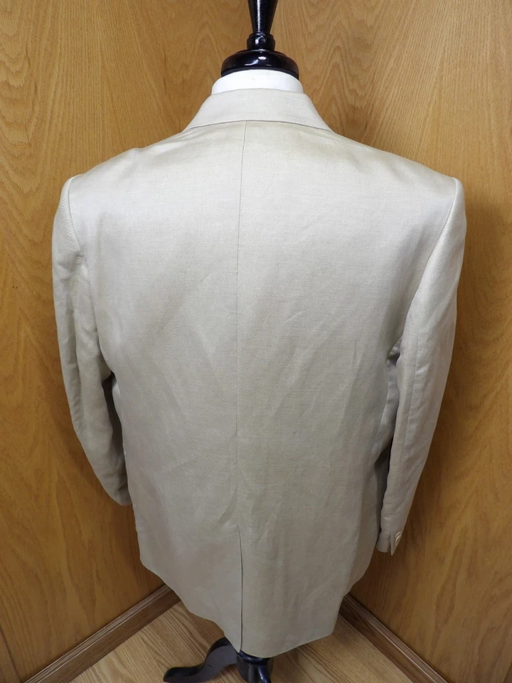 Blazer Hombre Abrigo Deportivo Chaqueta 46L Perry Ellis Plateado Crema Lino y Tencil N#173 Foto 2 de 4