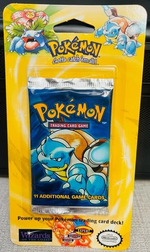 1999 WOTC Pokemon BASE SET BOOSTER BLISTER PACK - FACTORY SEALED - BLASTOISE 