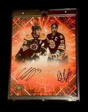 Ray Bourque & Charlie McAvoy 1/5 Dual Auto on 8x10 Emanate.  Boston Bruins