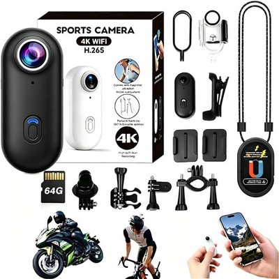 4K Action Camera Mini POV Helmet Cam Waterproof for Bike Motorcycle Sports Vlog