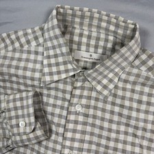 Ermenegildo Zegna Gingham Button Down Shirt Men's 39 15.5 Made in Italy Cotton