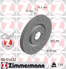 2x ZIMMERMANN Bremsscheibe SPORT Z 100.1240.52 für VW AUDI SEAT GOLF TT A3 POLO