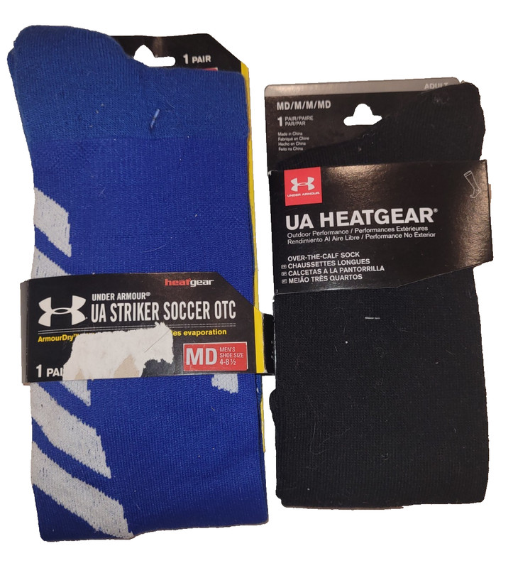 💥 Under Armour M Soccer OTC Socks LOT Blue UA Striker Black Over Calf New NWT