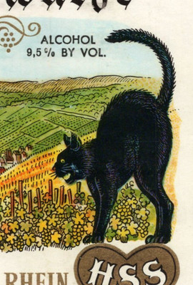 1969 Zeller Schwarze Katz German Wine Bottle Label Black Cat | eBay