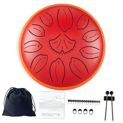 Rain Drum for Outside Steel Tongue Drum C Key Handpan Drum 6 Inch 11 Notes Red