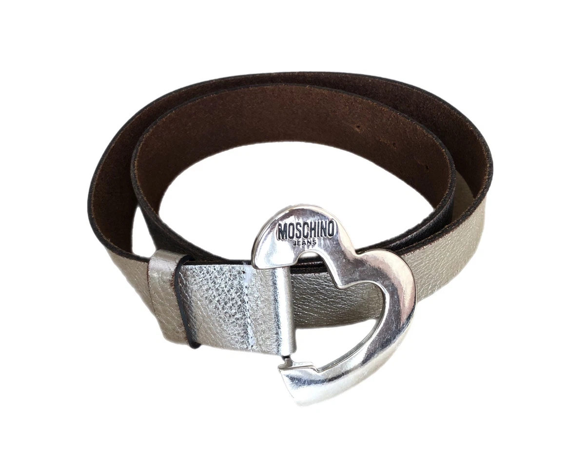 Moschino women’s belt. 34 inches MOSCHINO Redwall Vintage Red Leather Heart Buckle Belt Size  main image 2