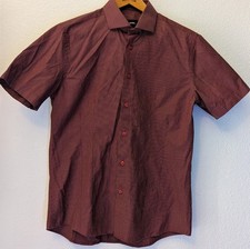 Bogosse Mens Shirt Size Medium 4L Maroon Bust 21" Length 26" 388m 