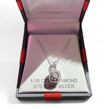 Sterling Silver 18" Diamond Pendant Necklace 1/10 CTTW