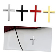 4PCS 3D Metal Jesus Christ Cross Stickers, 2.5" 1.8" Alloy Car Cross Sticker