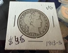 1913-S BARBER HALF DOLLAR - LOW MINTAGE SEMI KEY