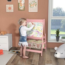 Art Easel for Kids with Paper Roll, Blackboard, Whiteboard, Storage