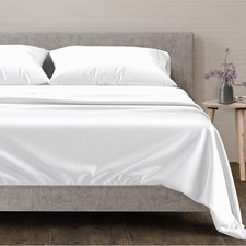 Egyptian Cotton Full Size Sheet Set 600 Series 4PC 16 Deep Pocket White Mayfair