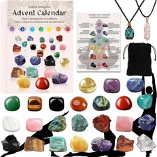 Crystal Advent Calendar 2025   24-Day Healing Crystal  Mineral Countdown Box