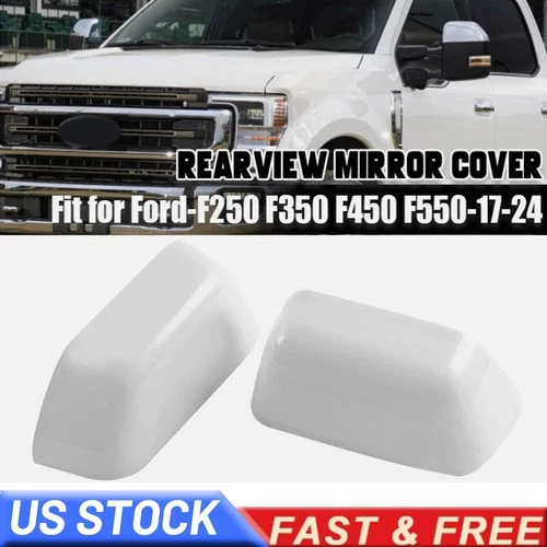 For 2017-2023 Ford F250 F350 Super Duty Top Half White Tow Mirror Covers Caps US