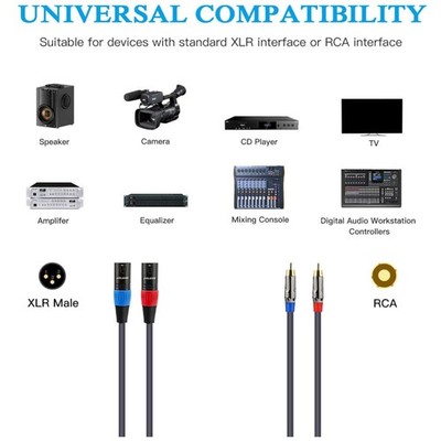15ft RCA to XLR Audio Cable - Dual RCA Male to Dual XLR Male