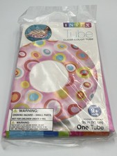 Intex 2012 Clear Pink Groovy Circle Print Inflatable Tube Float Pool Swim 36"