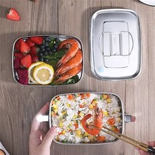 Stainless Steel Lunch Box Split Grid Worker Student Essential Easy Cleaning UK