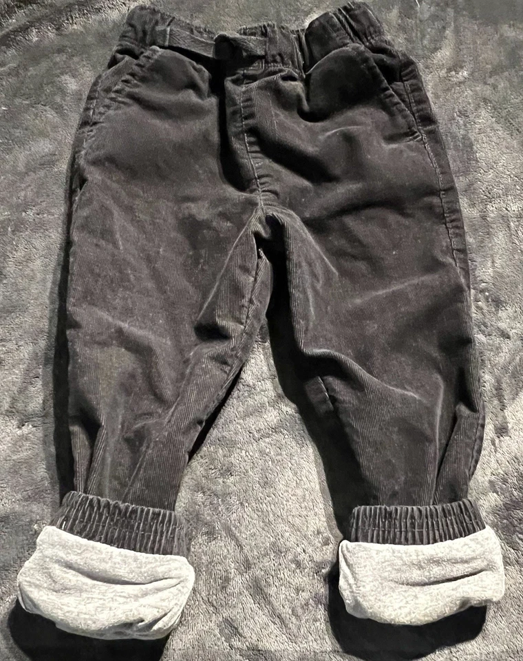 Pantalones de pana forrados negros para niños, talla 4T de EE. UU., cintura ajustable Foto 4 de 4